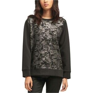 EUC Dkny Womens Size M Foil The Everywhere Sweatshirt  Crewneck Black